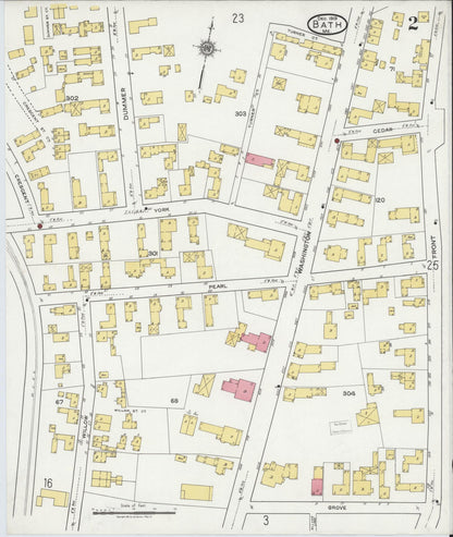 Sanborn Fire Insurance Map from Bath, Sagadahoc County, Maine (1919), Sheet #0002 - Complete Map Set gallery image, historic Sanborn map, vintage wall art, Maine Maine
