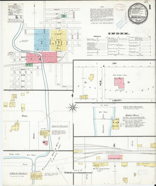 Sanborn Fire Insurance Map from Manchester, Delaware County, Iowa (1899), Sheet #0001 - Historic Sanborn Fire Insurance Map Print, vintage old map wall art