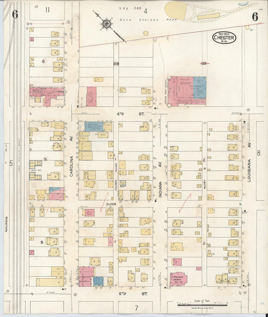 Sanborn Fire Insurance Map from Chester, Hancock County, West Virginia (1942), Sheet #0006 - Historic Sanborn Fire Insurance Map Print, vintage old map wall art, antique decor, genealogy gift, West Virginia West Virginia map