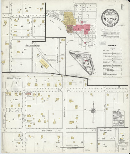Sanborn Fire Insurance Map from Mount Dora, Lake County, Florida (1920), Sheet #0001 - Complete Map Set gallery image, historic Sanborn map, vintage wall art, Florida Florida