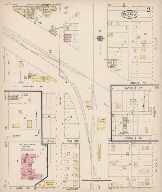 Sanborn Fire Insurance Map from Deer River, Itasca County, Minnesota (1922), Sheet #0002 - Historic Sanborn Fire Insurance Map Print, vintage old map wall art, antique decor, genealogy gift, Minnesota Minnesota map