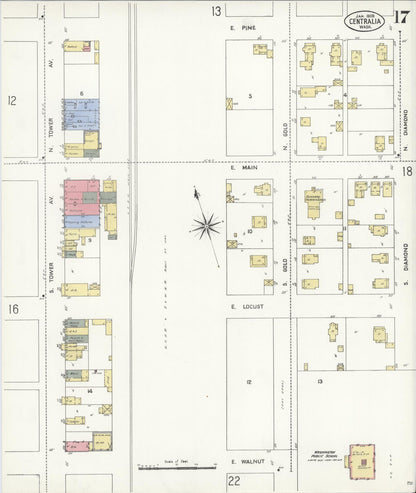 Sanborn Fire Insurance Map from Centralia, Lewis County, Washington (1909), Sheet #0017 - Complete Map Set gallery image, historic Sanborn map, vintage wall art, Washington Washington