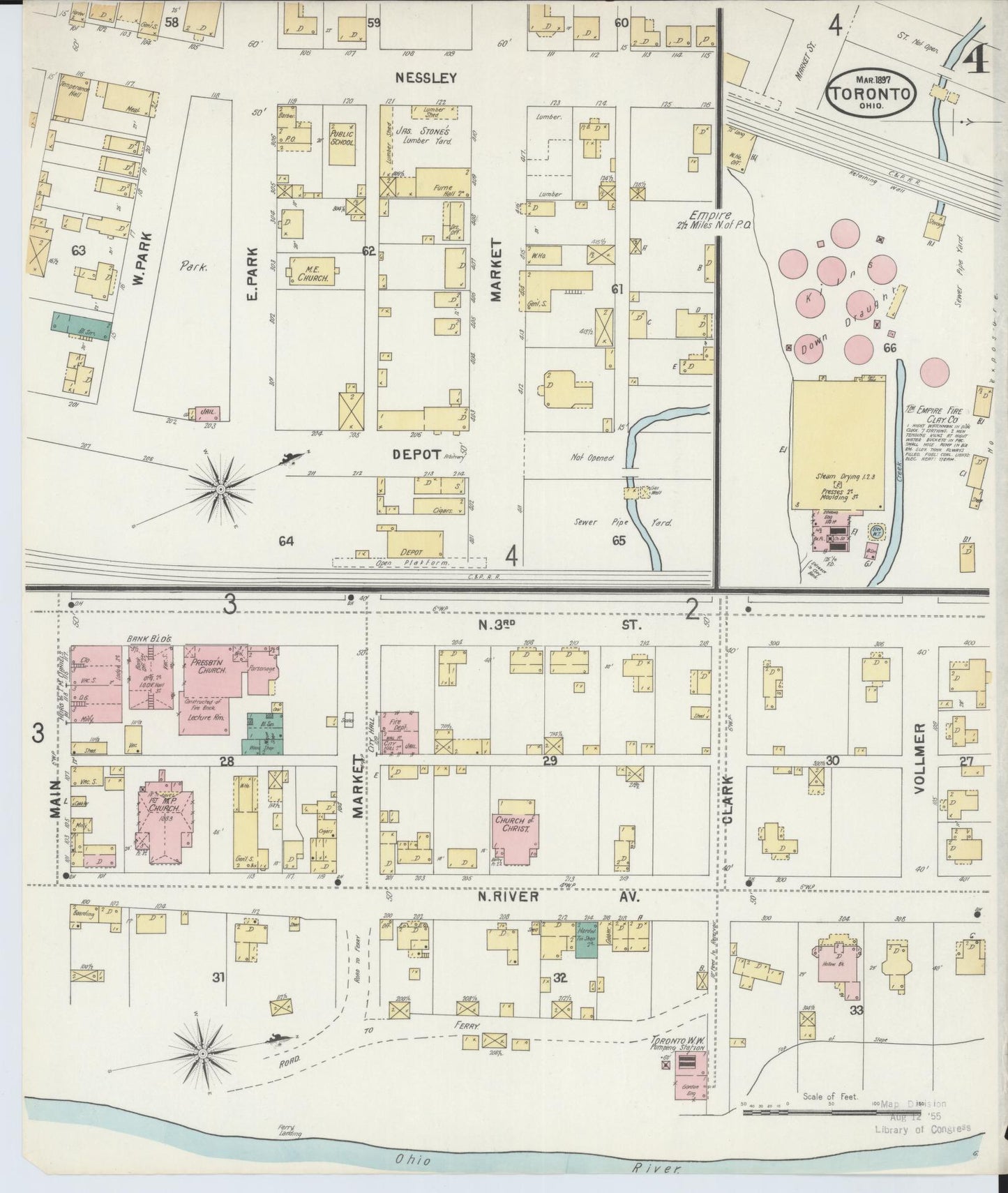 Sanborn Fire Insurance Map from Toronto, Jefferson County, Ohio (1897), Sheet #0004 - Complete Map Set gallery image, historic Sanborn map, vintage wall art, Ohio Ohio
