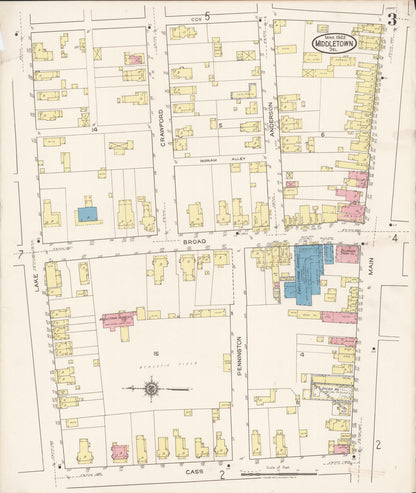 Sanborn Fire Insurance Map from Middletown, New Castle County, Delaware (1922), Sheet #0003 - Complete Map Set gallery image, historic Sanborn map, vintage wall art, Delaware Delaware