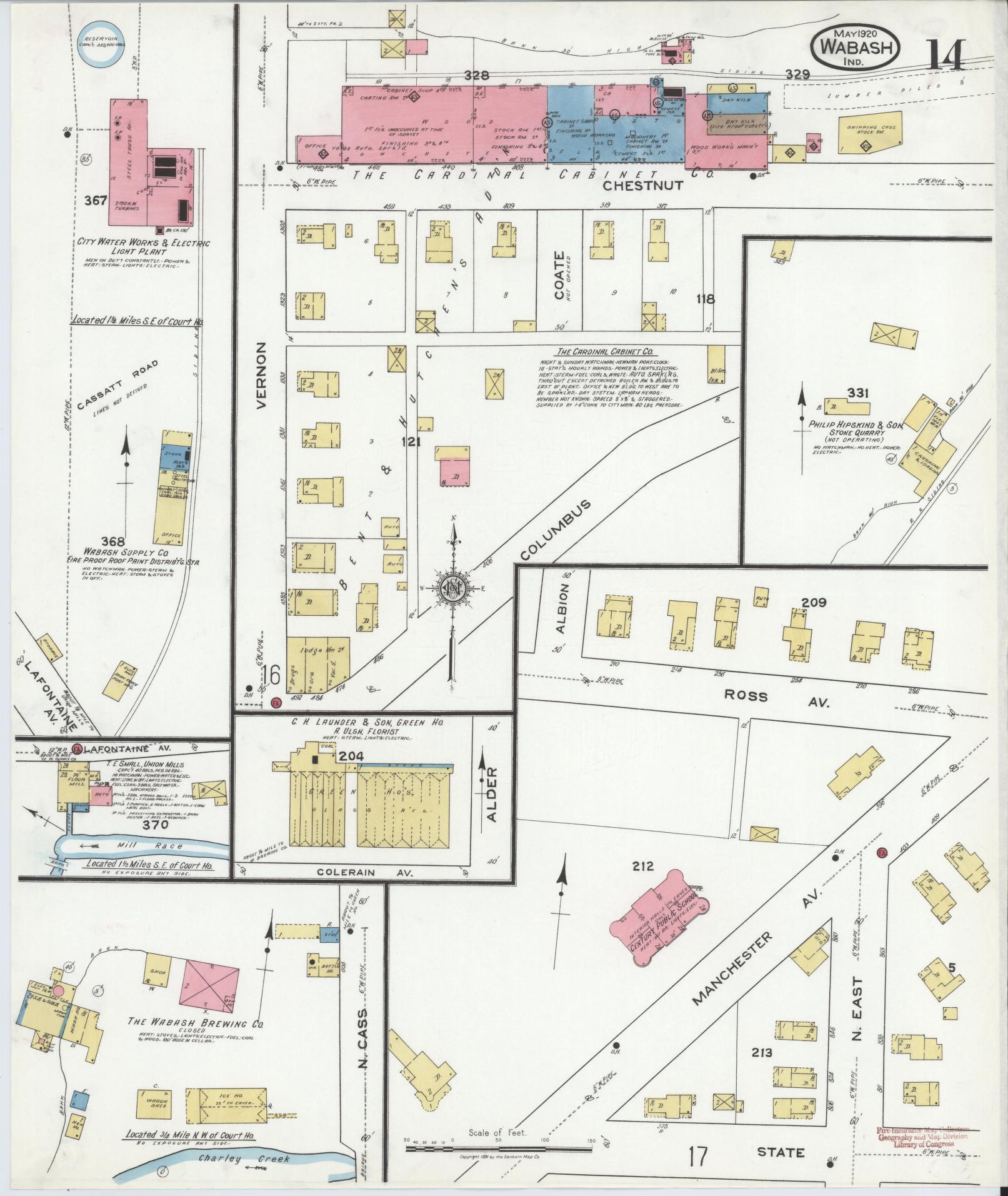 Sanborn Fire Insurance Map from Wabash, Wabash County, Indiana (1920), Sheet #0014 - Complete Map Set gallery image, historic Sanborn map, vintage wall art, Indiana Indiana