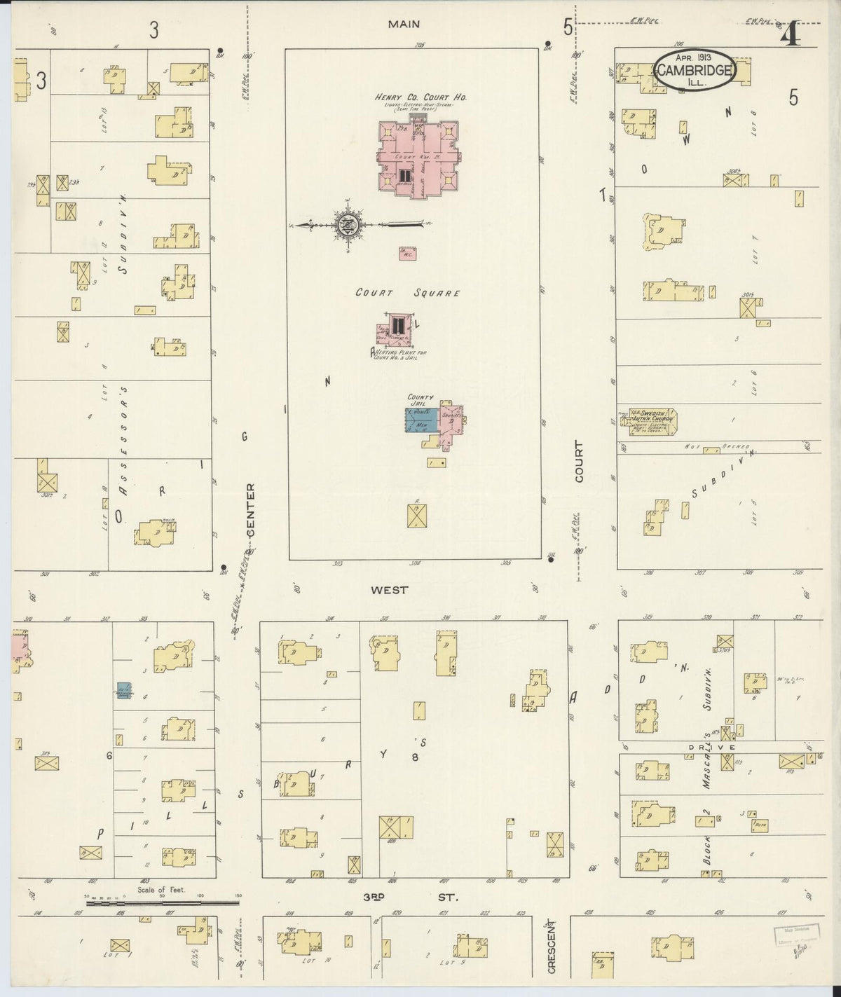 Sanborn Fire Insurance Map from Cambridge, Henry County, Illinois (1913), Sheet #0004 - Complete Map Set gallery image, historic Sanborn map, vintage wall art, Illinois Illinois