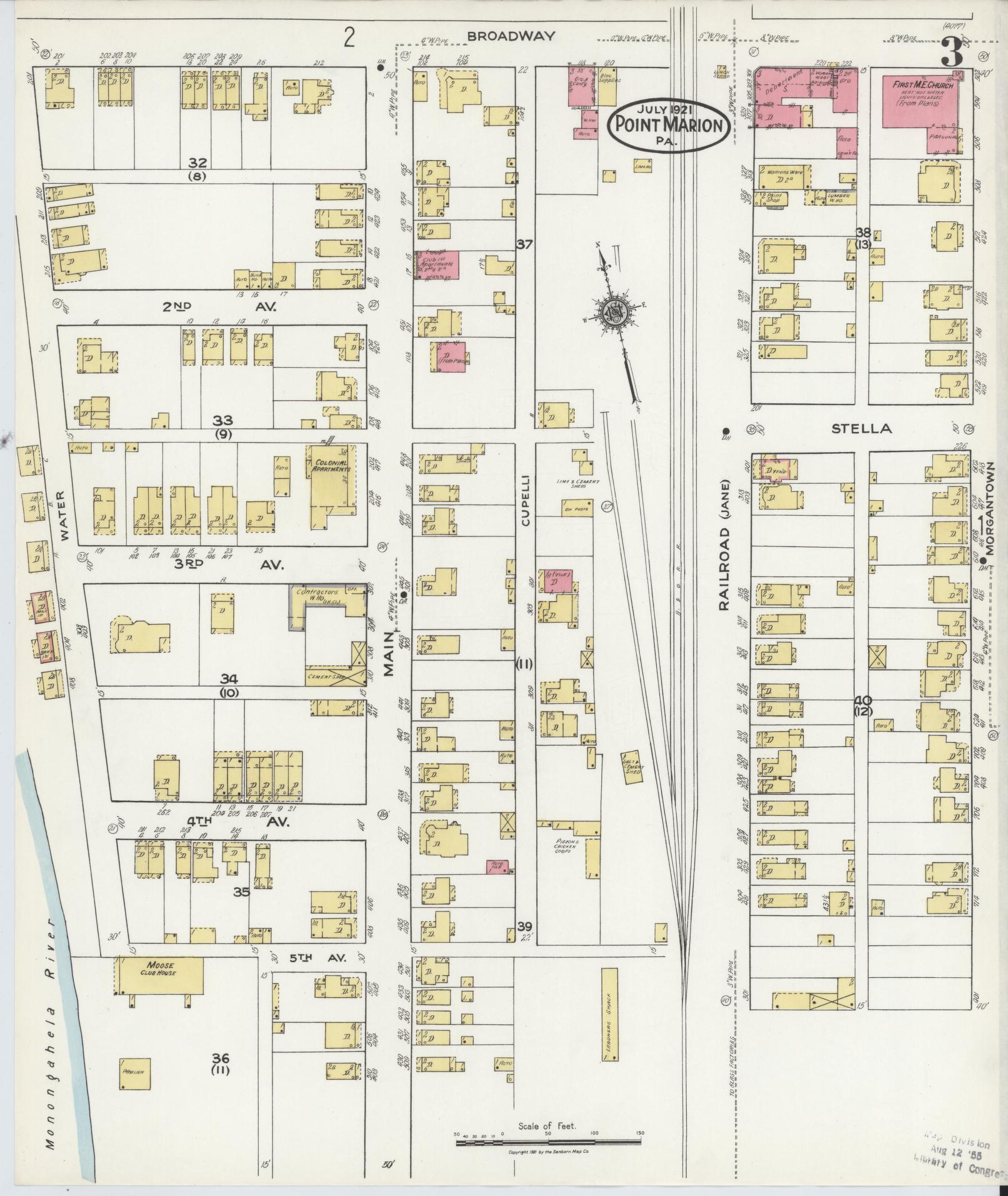Sanborn Fire Insurance Map from Point Marion, Fayette County, Pennsylvania (1921), Sheet #0003 - Complete Map Set gallery image, historic Sanborn map, vintage wall art, Pennsylvania Pennsylvania