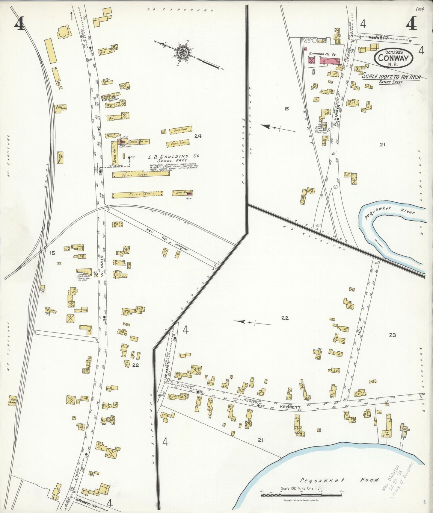 Sanborn Fire Insurance Map from Conway, Carroll County, New Hampshire (1923), Sheet #0004 - Complete Map Set gallery image, historic Sanborn map, vintage wall art, New Hampshire New Hampshire