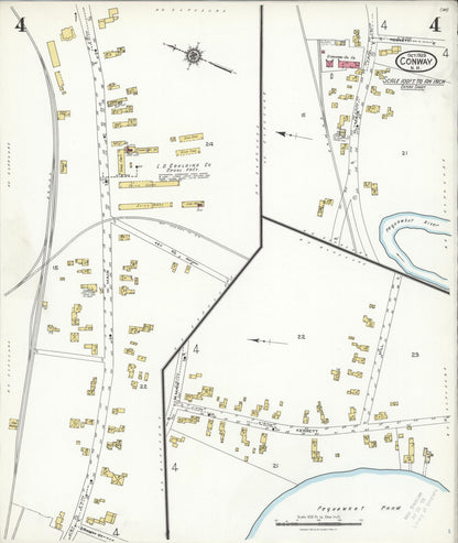 Sanborn Fire Insurance Map from Conway, Carroll County, New Hampshire (1923), Sheet #0004 - Complete Map Set gallery image, historic Sanborn map, vintage wall art, New Hampshire New Hampshire
