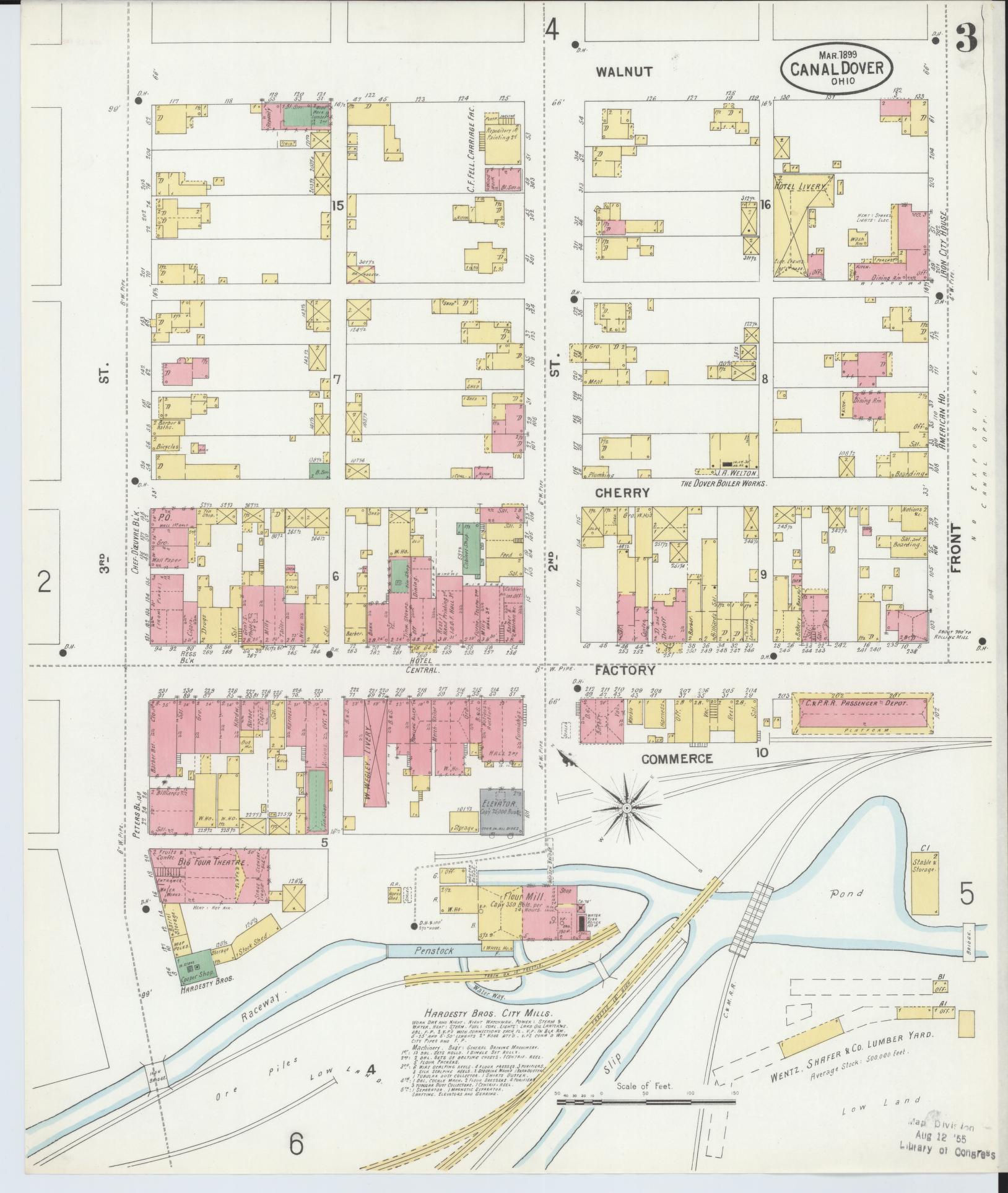 Sanborn Fire Insurance Map from Canal Dover, Tuscarawas County, Ohio (1899), Sheet #0003 - Historic Sanborn Fire Insurance Map Print, vintage old map wall art, antique decor, genealogy gift, Ohio Ohio map