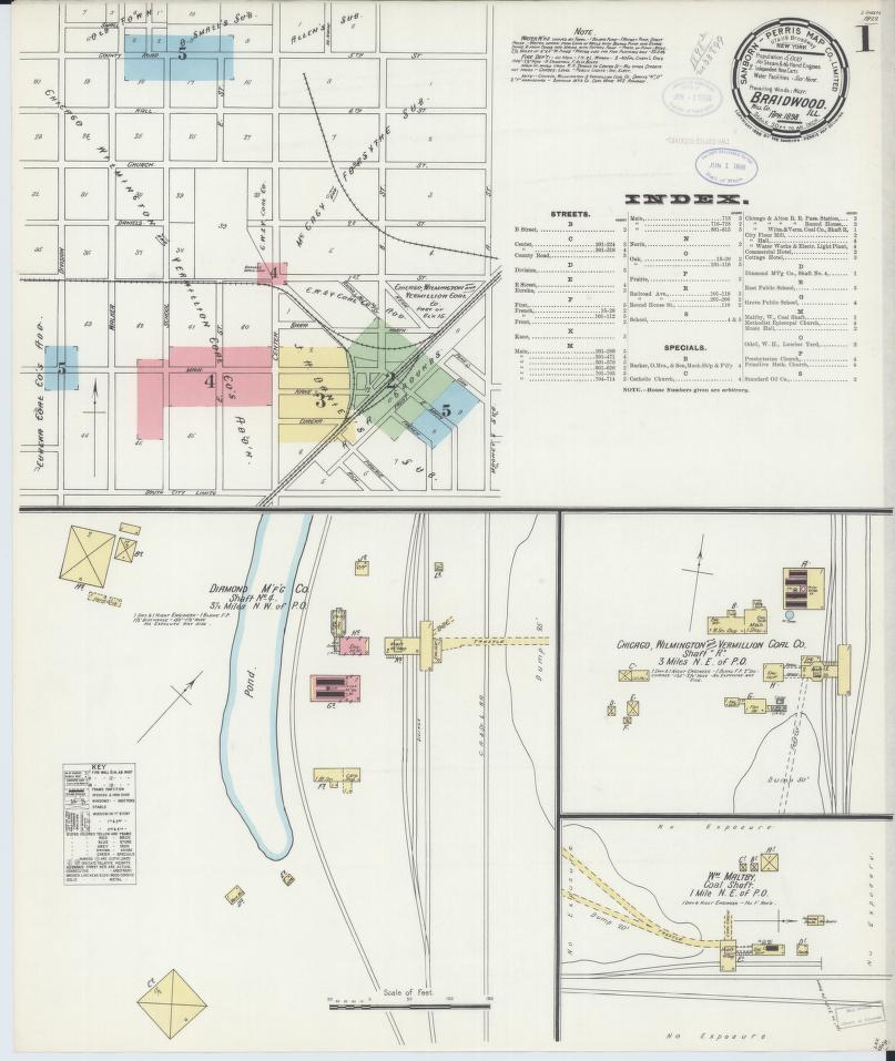 Sanborn Fire Insurance Map from Braidwood, Will County, Illinois. (1898) – Map View