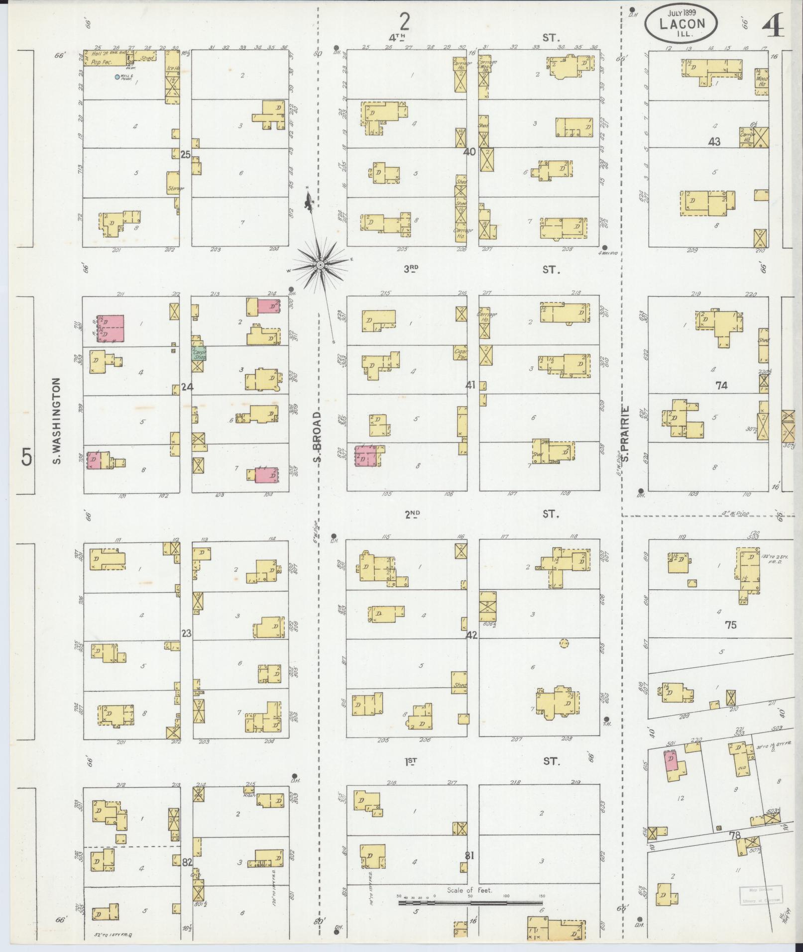 Sanborn Fire Insurance Map from Lacon, Marshall County, Illinois (1899), Sheet #0004 - Complete Map Set gallery image, historic Sanborn map, vintage wall art, Illinois Illinois