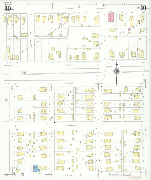 Sanborn Fire Insurance Map from Herrin, Williamson County, Illinois (1941), Sheet #0010 - Historic Sanborn Fire Insurance Map Print, vintage old map wall art, antique decor, genealogy gift, Illinois Illinois map