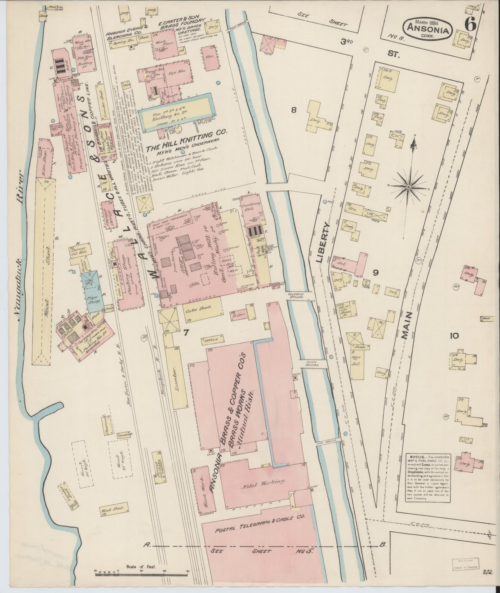 Sanborn Fire Insurance Map from Ansonia, New Haven County, Connecticut (1884), Sheet #0006 - Complete Map Set gallery image, historic Sanborn map, vintage wall art, Connecticut Connecticut