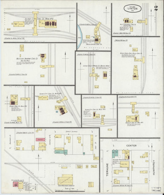 Sanborn Fire Insurance Map from Linton, Greene County, Indiana (1900), Sheet #0002 - Historic Sanborn Fire Insurance Map Print, vintage old map wall art, antique decor, genealogy gift, Indiana Indiana map