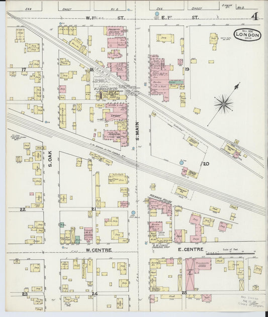Sanborn Fire Insurance Map from London, Madison County, Ohio (1890), Sheet #0004 - Historic Sanborn Fire Insurance Map Print, vintage old map wall art, antique decor, genealogy gift, Ohio Ohio map