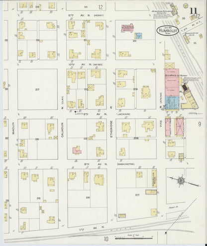 Sanborn Fire Insurance Map from Humboldt, Gibson County, Tennessee (1915), Sheet #0011 - Complete Map Set gallery image, historic Sanborn map, vintage wall art, Tennessee Tennessee