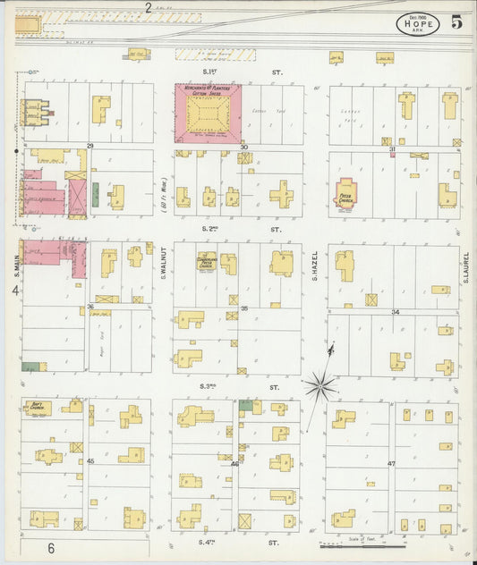 Sanborn Fire Insurance Map from Hope, Hempstead County, Arkansas (1900), Sheet #0005 - Historic Sanborn Fire Insurance Map Print, vintage old map wall art, antique decor, genealogy gift, Arkansas Arkansas map