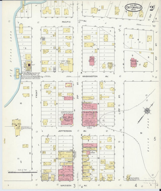 Sanborn Fire Insurance Map from Ortonville, Big Stone County, Minnesota (1915), Sheet #0002 - Historic Sanborn Fire Insurance Map Print, vintage old map wall art, antique decor, genealogy gift, Minnesota Minnesota map
