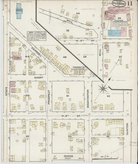 Sanborn Fire Insurance Map from Hudson, Columbia County, New York (1884), Sheet #0011 - Historic Sanborn Fire Insurance Map Print, vintage old map wall art, antique decor, genealogy gift, New York New York map