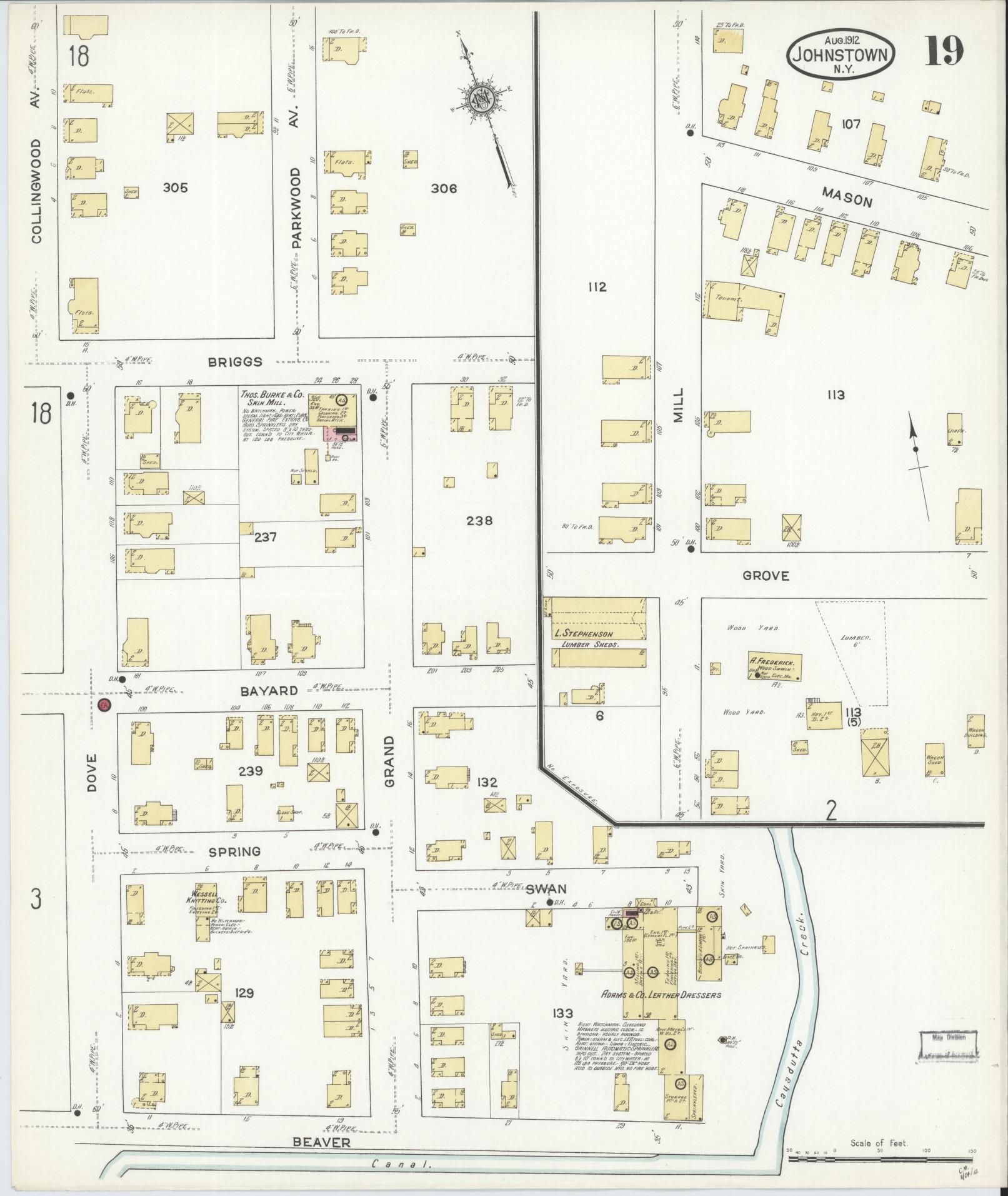 Sanborn Fire Insurance Map from Johnstown, Fulton County, New York (1912), Sheet #0019 - Complete Map Set gallery image, historic Sanborn map, vintage wall art, New York New York