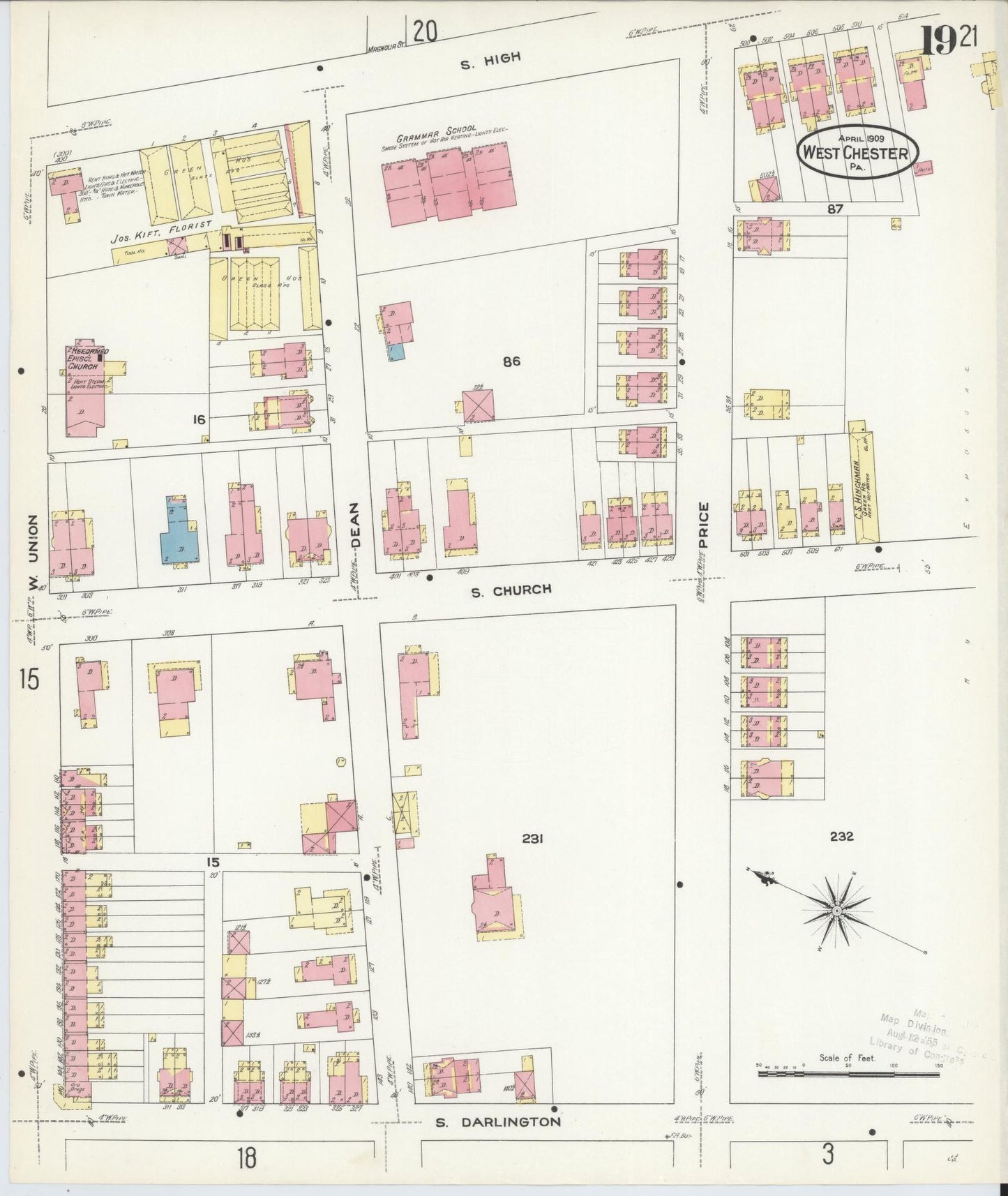 Sanborn Fire Insurance Map from West Chester, Chester County, Pennsylvania (1909), Sheet #0019 - Complete Map Set gallery image, historic Sanborn map, vintage wall art, Pennsylvania Pennsylvania