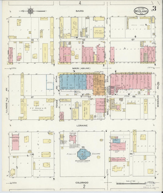 Sanborn Fire Insurance Map from Midland, Midland County, Texas (1914), Sheet #0003 - Historic Sanborn Fire Insurance Map Print, vintage old map wall art, antique decor, genealogy gift, Texas Texas map