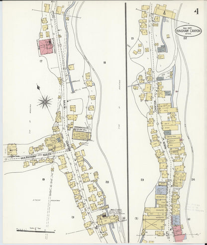 Sanborn Fire Insurance Map from Bingham Canyon, Salt Lake County, Utah (1907), Sheet #0004 - Complete Map Set gallery image, historic Sanborn map, vintage wall art, Utah Utah