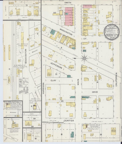 Sanborn Fire Insurance Map from Prairie City, Mcdonough County, Illinois (1893), Sheet #0001 - Complete Map Set gallery image, historic Sanborn map, vintage wall art, Illinois Illinois