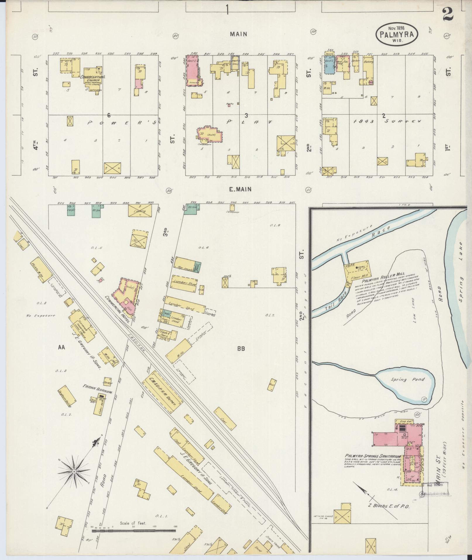 Sanborn Fire Insurance Map from Palmyra, Jefferson County, Wisconsin (1898), Sheet #0002 - Complete Map Set gallery image, historic Sanborn map, vintage wall art, Wisconsin Wisconsin