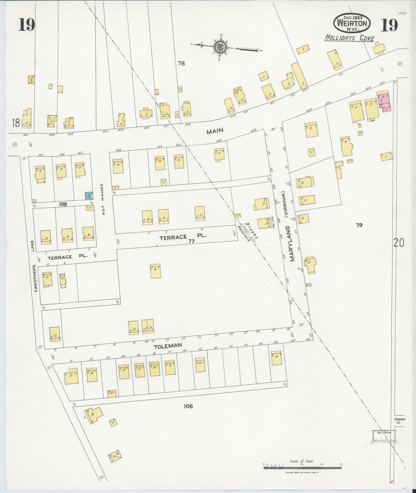Sanborn Fire Insurance Map from Weirton, Hancock County, West Virginia (1923), Sheet #0019 - Complete Map Set gallery image, historic Sanborn map, vintage wall art, West Virginia West Virginia