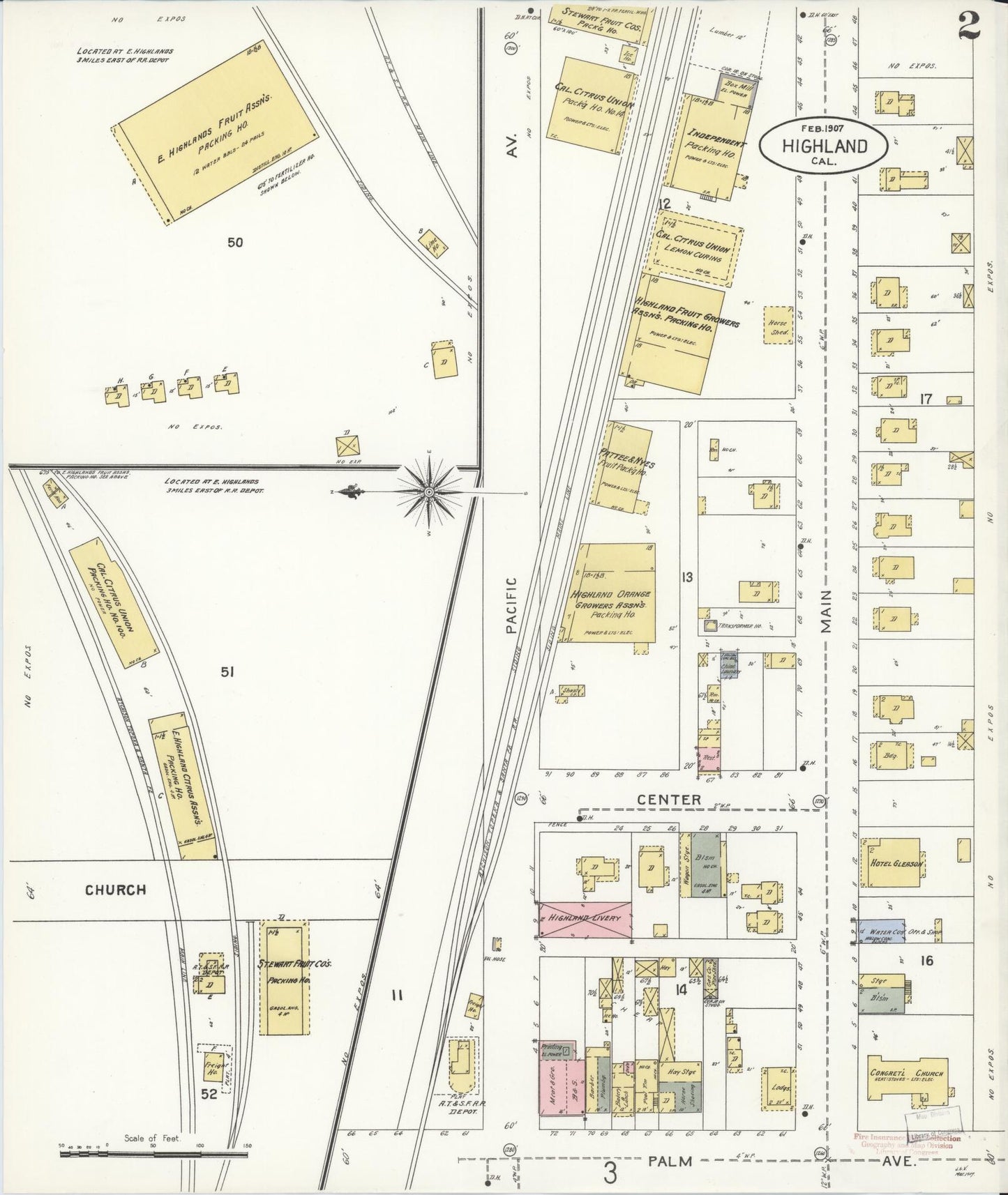 Sanborn Fire Insurance Map from Highland, San Bernardino County, California (1907), Sheet #0002 - Historic Sanborn Fire Insurance Map Print, vintage old map wall art, antique decor, genealogy gift, California California map