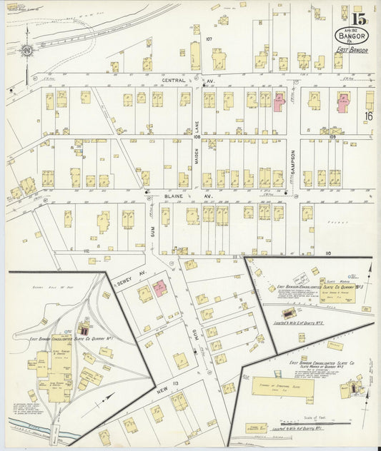 Sanborn Fire Insurance Map from Bangor, Northampton County, Pennsylvania (1912), Sheet #0015 - Historic Sanborn Fire Insurance Map Print, vintage old map wall art, antique decor, genealogy gift, Pennsylvania Pennsylvania map