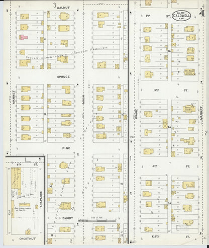 Sanborn Fire Insurance Map from Caldwell, Sumner County, Kansas (1905), Sheet #0004 - Complete Map Set gallery image, historic Sanborn map, vintage wall art, Kansas Kansas