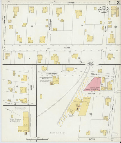 Sanborn Fire Insurance Map from Dothan, Houston County, Alabama (1898), Sheet #0003 - Complete Map Set gallery image, historic Sanborn map, vintage wall art, Alabama Alabama