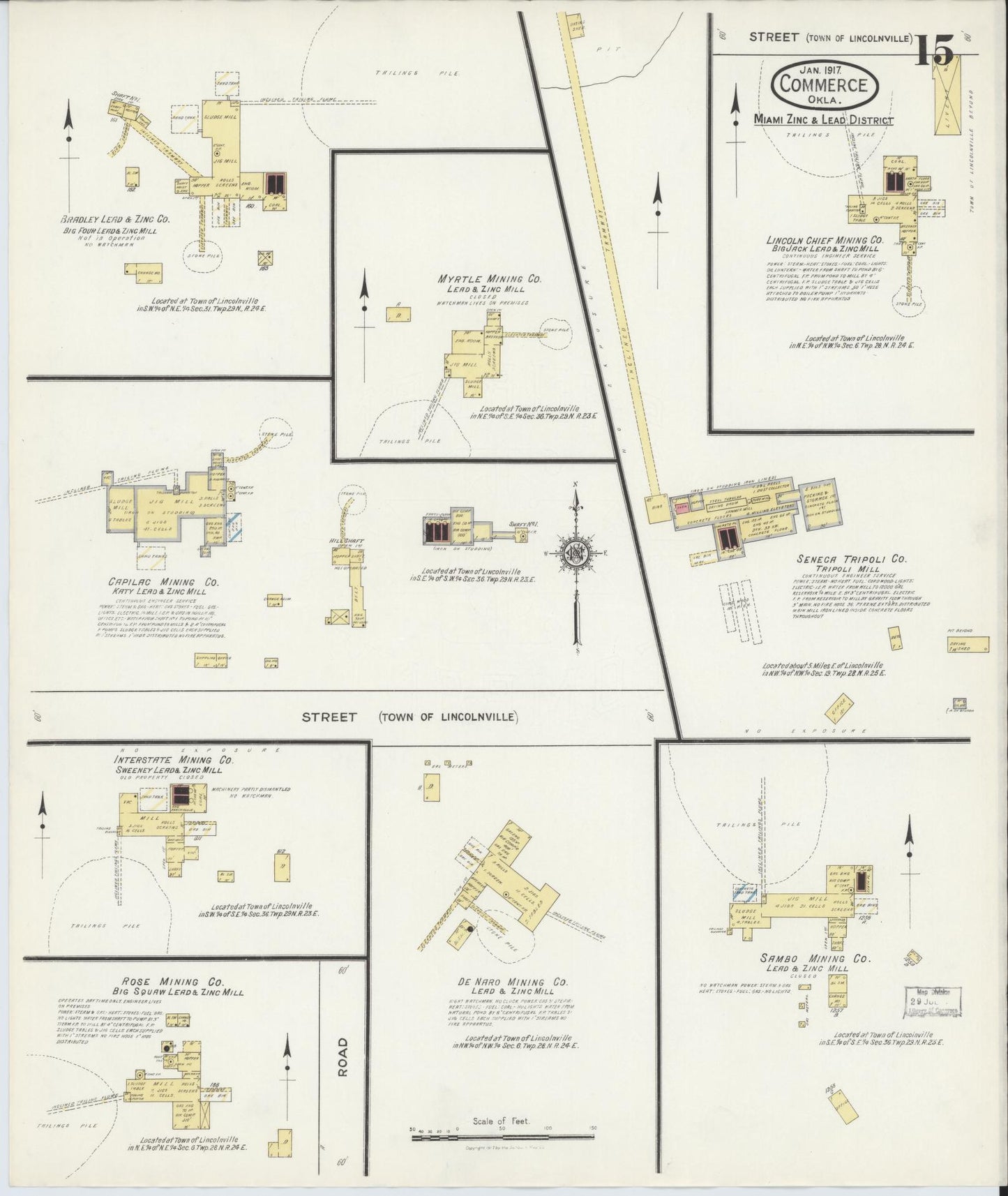Sanborn Fire Insurance Map from Commerce, Ottawa County, Oklahoma (1917), Sheet #0015 - Complete Map Set gallery image, historic Sanborn map, vintage wall art, Oklahoma Oklahoma