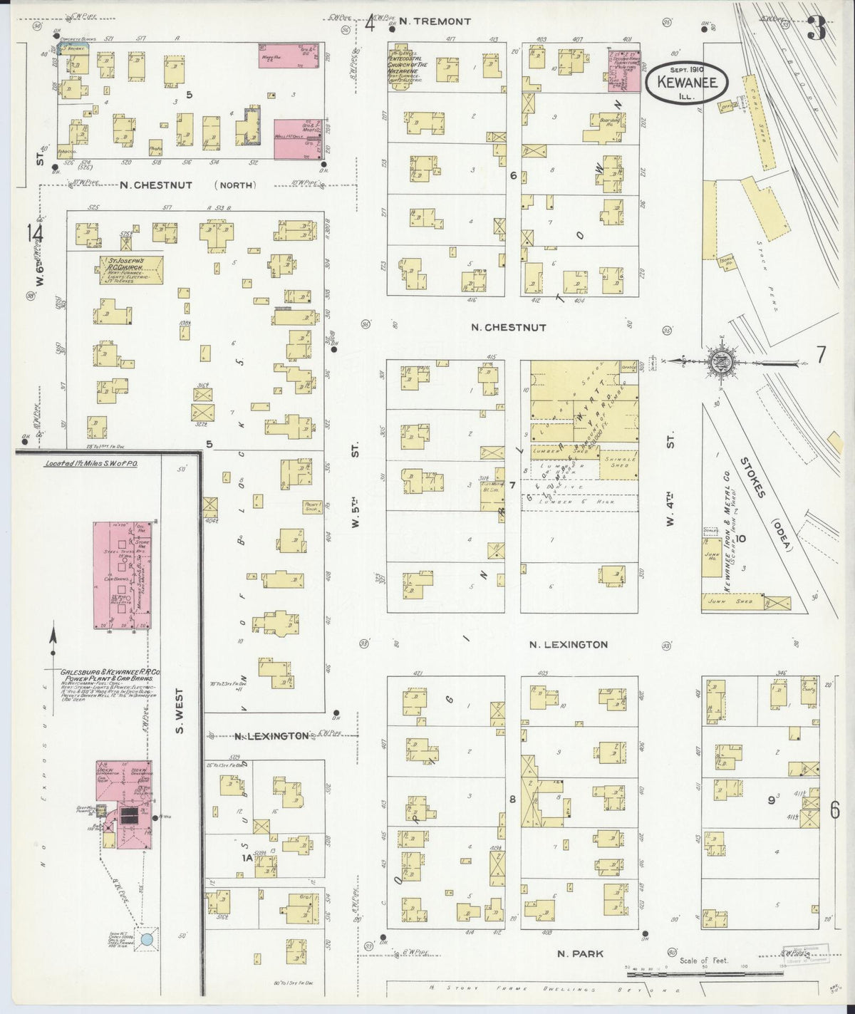 Sanborn Fire Insurance Map from Kewanee, Henry County, Illinois (1910), Sheet #0003 - Complete Map Set gallery image, historic Sanborn map, vintage wall art, Illinois Illinois