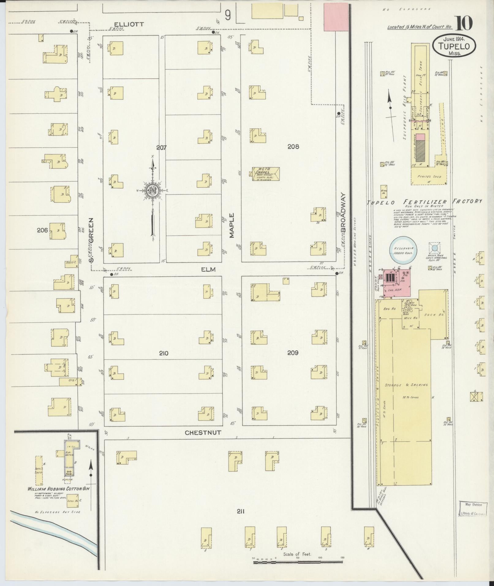 Sanborn Fire Insurance Map from Tupelo, Lee County, Mississippi (1914), Sheet #0010 - Complete Map Set gallery image, historic Sanborn map, vintage wall art, Mississippi Mississippi