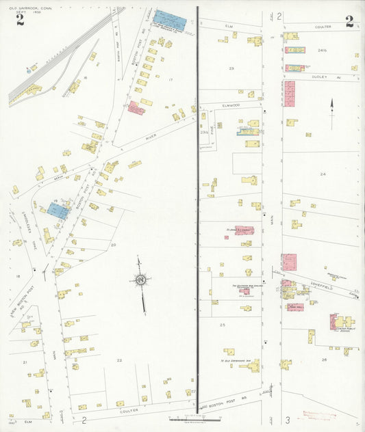 Sanborn Fire Insurance Map from Old Saybrook, Middlesex County, Connecticut (1933), Sheet #0002 - Historic Sanborn Fire Insurance Map Print, vintage old map wall art, antique decor, genealogy gift, Connecticut Connecticut map