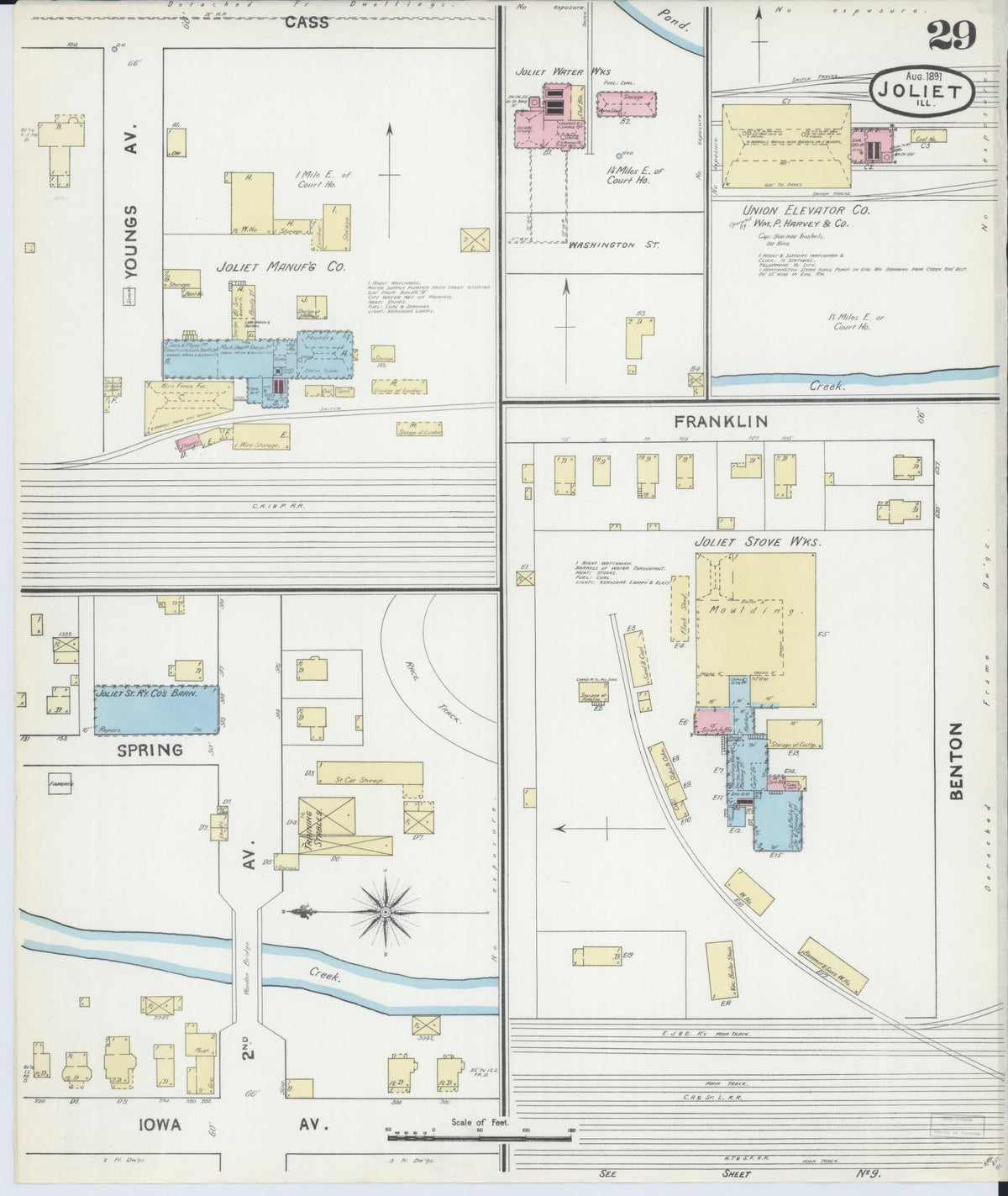 Sanborn Fire Insurance Map from Joliet, Will County, Illinois (1891), Sheet #0029 - Complete Map Set gallery image, historic Sanborn map, vintage wall art, Illinois Illinois