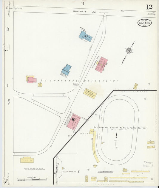 Sanborn Fire Insurance Map from Canton, St. Lawrence County, New York (1913), Sheet #0012 - Historic Sanborn Fire Insurance Map Print, vintage old map wall art, antique decor, genealogy gift, New York New York map