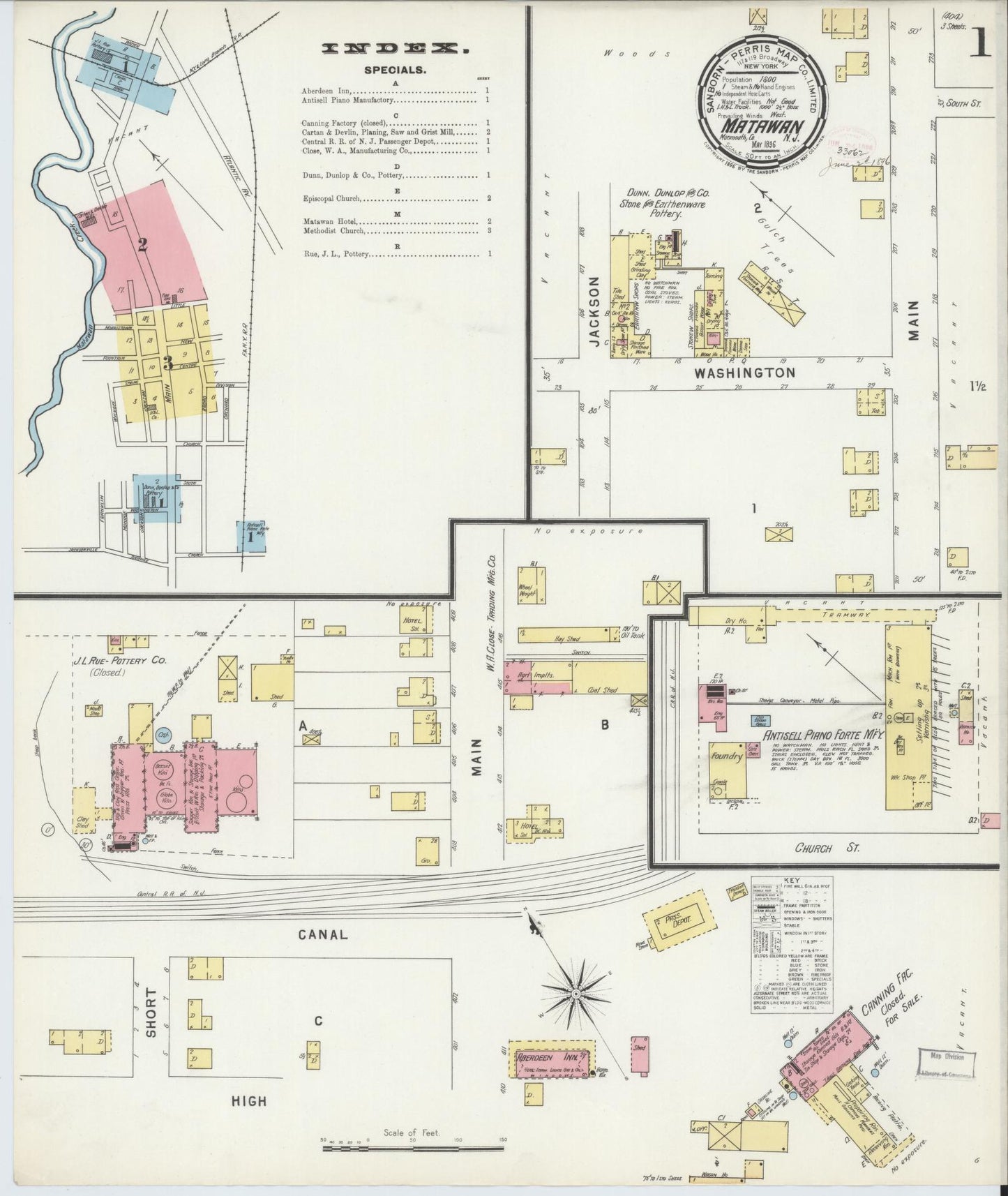 Sanborn Fire Insurance Map from Matawan, Monmouth County, New Jersey. (1896) – Historic Sanborn Fire Insurance Map Print