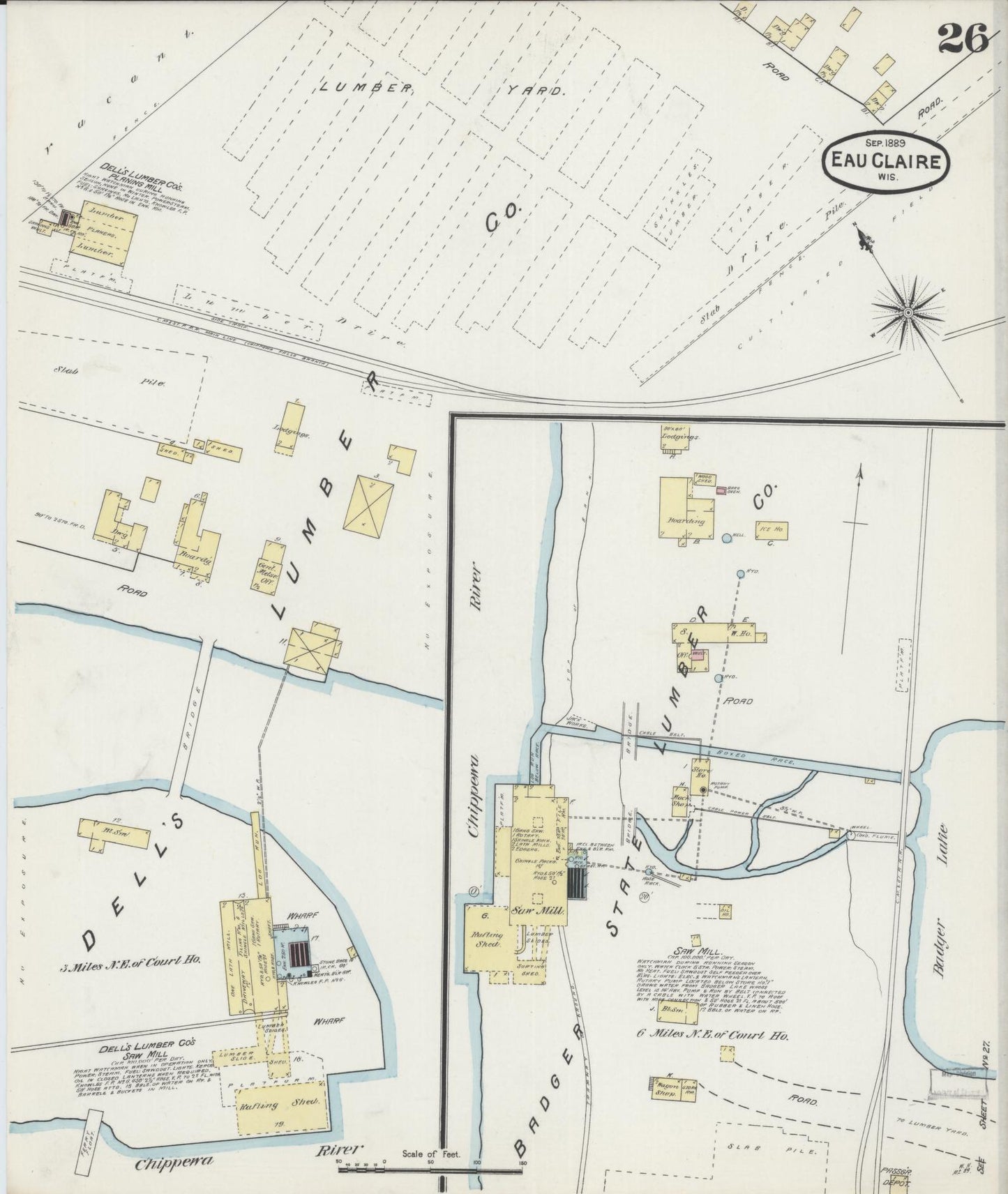Sanborn Fire Insurance Map from Eau Claire, Eau Claire County, Wisconsin (1889), Sheet #0026 - Complete Map Set gallery image, historic Sanborn map, vintage wall art, Wisconsin Wisconsin