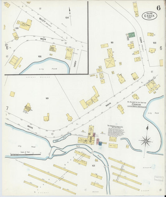Sanborn Fire Insurance Map from Essex, Middlesex County, Connecticut (1908), Sheet #0006 - Historic Sanborn Fire Insurance Map Print, vintage old map wall art, antique decor, genealogy gift, Connecticut Connecticut map