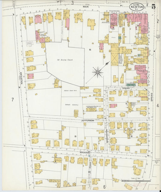 Sanborn Fire Insurance Map from Newton, Sussex County, New Jersey (1903), Sheet #0005 - Historic Sanborn Fire Insurance Map Print, vintage old map wall art, antique decor, genealogy gift, New Jersey New Jersey map