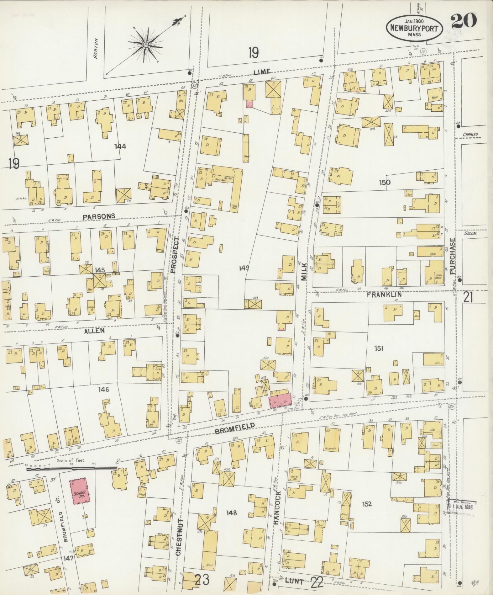 Sanborn Fire Insurance Map from Newburyport, Essex County, Massachusetts (1900), Sheet #0020 - Complete Map Set gallery image, historic Sanborn map, vintage wall art, Massachusetts Massachusetts