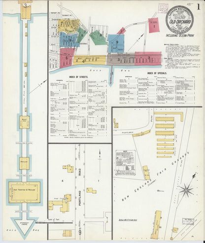 Sanborn Fire Insurance Map from Old Orchard, York County, Maine (1908), Sheet #0001 - Complete Map Set gallery image, historic Sanborn map, vintage wall art, Maine Maine
