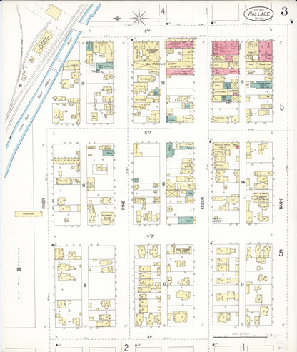 Sanborn Fire Insurance Map from Wallace, Shoshone County, Idaho (1901), Sheet #0003 - Complete Map Set gallery image, historic Sanborn map, vintage wall art, Idaho Idaho