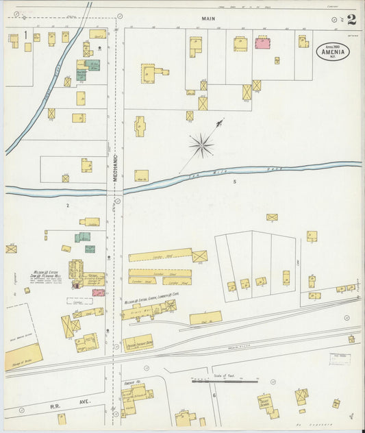 Sanborn Fire Insurance Map from Amenia, Dutchess County, New York (1900), Sheet #0002 - Historic Sanborn Fire Insurance Map Print, vintage old map wall art, antique decor, genealogy gift, New York New York map