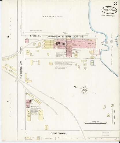 Sanborn Fire Insurance Map from Davenport, Scott County, Iowa (1886), Sheet #0003 - Historic Sanborn Fire Insurance Map Print